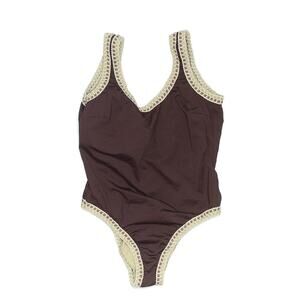 Women’s Lida Swimwear One Piece Swim Suit Brown Crochet Size XL
